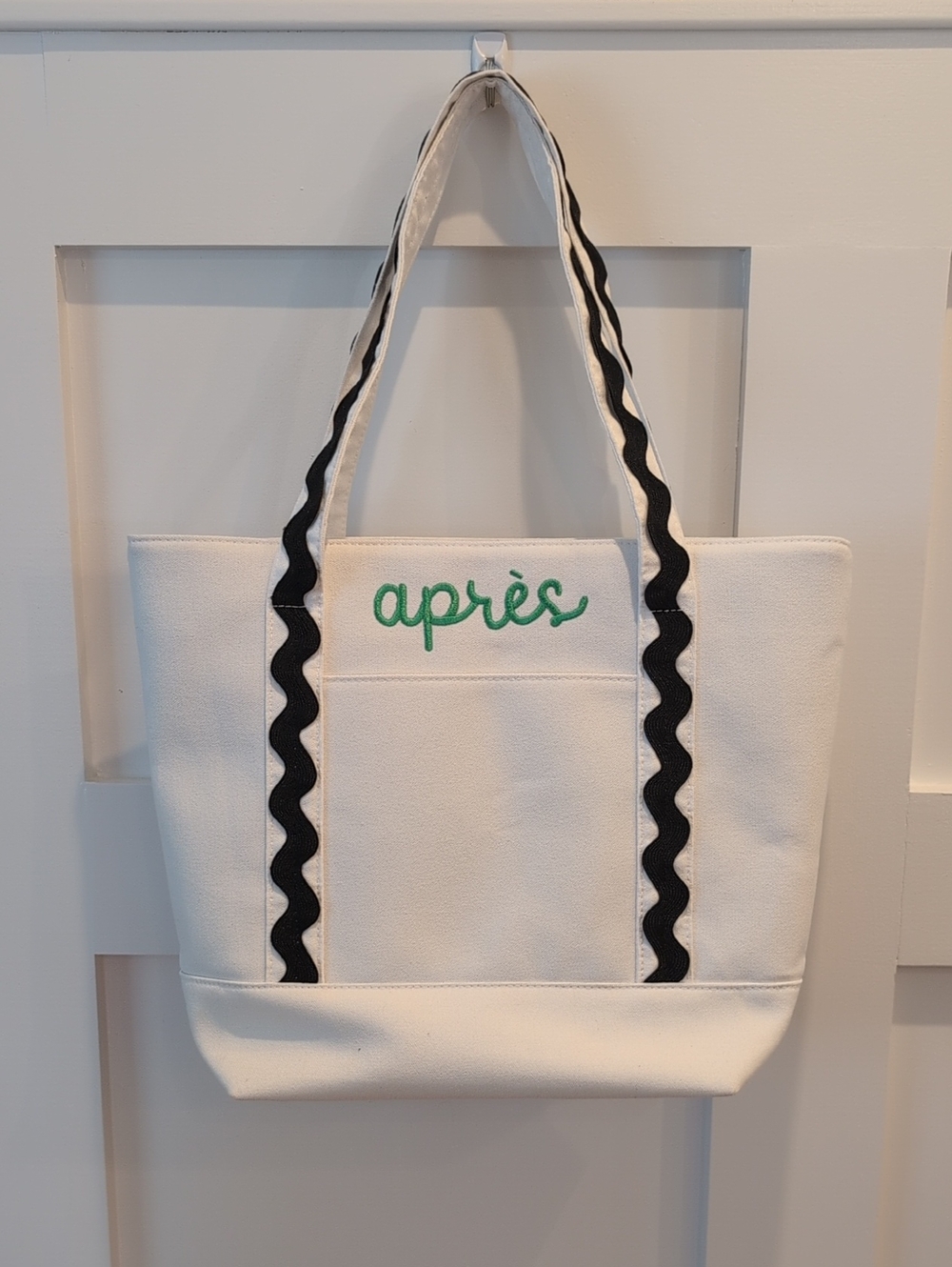 White Canvas Tote Bag with Black Trim